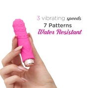 Ярко-розовая рельефная вибропуля Je Taime Silky Touch Vibrator - 9,4 см. - фото, цены