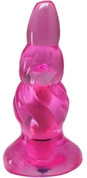 Розовая витая анальная пробка с вибропулькой - 15 см. - фото, цены