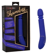 Синий вибратор с поступательными движениями Shameless Slim Thumper - 22,75 см. - фото, цены