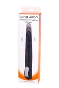Чёрный вибромассажер Long John Realistic Thrusting Vibrator с функцией толкания - 20 см. - фото, цены
