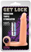 Телесная насадка для двойного проникновения Vibration Triple Stimulator - 15 см. - фото, цены