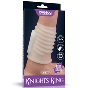 Белая ребристая вибронасадка на пенис Knights Ring - фото, цены