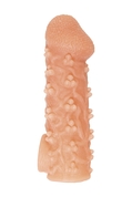 Телесная закрытая насадка с пучками шишечек Cock Sleeve 009 Size L - 17,6 см. - фото, цены