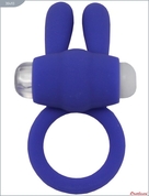 Синее эрекционное кольцо «Зайчик» с мини-вибратором - фото, цены