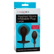 Черная расширяющаяся анальная пробка Weighted Silicone Inflatable Plug Large - 8,25 см. - фото, цены