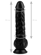 Черный реалистичный фаллоимитатор с чешуйками на присоске - 24 см. - фото, цены