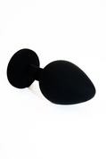 Чёрная силиконовая анальная пробка с чёрным кристаллом - 7 см. - фото, цены