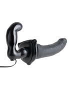 Черный страпон с вагинальной пробкой Deluxe Vibrating Penetrix Strap-On - 19 см. - фото, цены