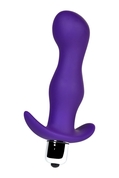 Фиолетовая изогнутая анальная вибропробка - 12,9 см. - фото, цены
