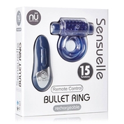 Синее эрекционное виброкольцо Remote Bullet Cockring - фото, цены