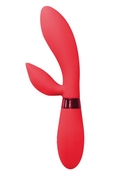 Красный вибратор Leyla с клиторальным отростком - 20,5 см. - фото, цены