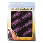 Набор из 6 розовых закрытых насадок с шипами Tickler Jelly Sleeve Set - фото, цены