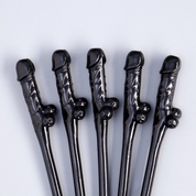 Черные коктейльные трубочки в виде пениса - 5 шт. - фото, цены