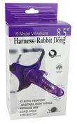 Фиолетовый страпон 10 Mode Vibrations 8.5 Harness Rabbit Dong - 19 см. - фото, цены