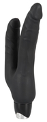 Чёрный анально-вагинальный вибромассажёр-реалистик Backdoor Lovers Double - 24,5 см. - фото, цены