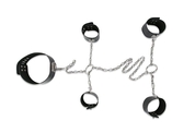 Набор для фиксации: наручники, оковы и ошейник, соединённые цепями и кольцами - фото, цены