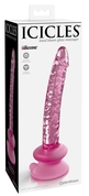 Розовый стеклянный фаллоимитатор Icicles №86 с силиконовой присоской - 17 см. - фото, цены