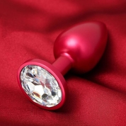 Красная анальная пробка с прозрачным кристаллом - фото, цены