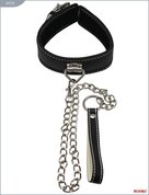 Набор БДСМ-девайсов из чёрной кожи на мягкой подкладке: наручники, наножники, ошейник с поводком, кляп - фото, цены
