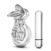 Прозрачное эрекционное кольцо с подхватом, вибропулей и язычком 10 Function Vibrating Tongue Ring - фото, цены