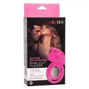 Ярко-розовое эрекционное кольцо Silicone Rechargeable Dual Clit Flicker - фото, цены
