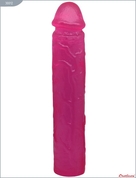 Ярко-розовый гелевый фаллоимитатор - 24 см. - фото, цены