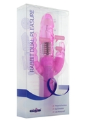 Розовый вибратор Rabbit Dual Pleasure с клиторальным и анальным стимуляторами - 22 см. - фото, цены