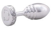Серебристая анальная втулка Doxy Ribbed Butt Plug - 10,5 см. - фото, цены