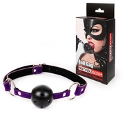 Черно-фиолетовый пластиковый кляп-шарик с отверстиями Ball Gag - фото, цены