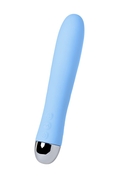 Голубой силиконовый вибратор с функцией нагрева и пульсирующими шариками Fahrenheit - 19 см. - фото, цены