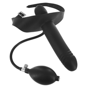 Черный надувной кляп-страпон Inflatable Gag with Dildo - 14,5 см. - фото, цены
