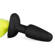 Черная анальная пробка с желтым хвостом Butt Plug With Tail - фото, цены