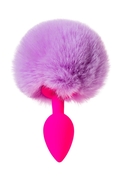 Розовая анальная втулка Sweet bunny с сиреневым пушистым хвостиком - фото, цены