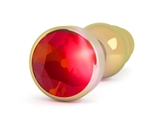 Золотистая анальная пробка-ёлочка с красным кристаллом - 11,5 см. - фото, цены