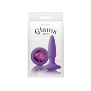 Фиолетовая анальная пробка с фиолетовым кристаллом Glams Mini Pink Gem - 8,4 см. - фото, цены