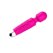 Ярко-розовый wand-вибратор с рельефной ручкой - 20 см. - фото, цены