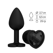 Черная силиконовая пробка с черным кристаллом - 7,3 см. - фото, цены