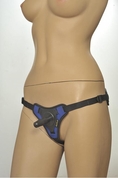 Сине-чёрные трусики с плугом Kanikule Strap-on Harness Anatomic Thong - фото, цены