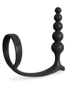 Черная анальная цепочка с эрекционным кольцом Ass-gasm Cockring Anal Beads - фото, цены