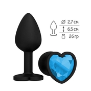 Черная силиконовая пробка с голубым кристаллом - 7,3 см. - фото, цены
