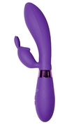 Фиолетовый вибратор Yonce с клиторальным зайчиком - 20,5 см. - фото, цены