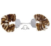 Металлические наручники Original Furry Cuffs с мехом под тигра - фото, цены