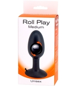 Чёрная анальная втулка со смещенным центром тяжести Roll Play Medium - 9 см. - фото, цены