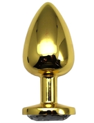 Золотистая анальная пробка с прозрачным кристаллом - 9 см. - фото, цены