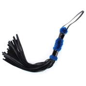 Черная плеть с синей меховой рукоятью - 44 см. - фото, цены