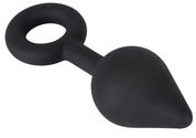 Чёрная анальная втулка с кольцом - 14 см. - фото, цены