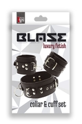 Черный ошейник с манжетами для рук Collar Cuff Set - фото, цены