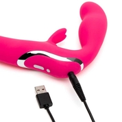 Ярко-розовый безремневой страпон Rechargeable Vibrating Strapless Strap-On - фото, цены