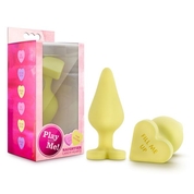 Желтая анальная пробка с основанием-сердечком Naughtier Candy Heart Fill Me Up - 8,9 см. - фото, цены
