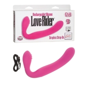 Розовый перезаряжаемый водонепроницаемый страпон Rechargeable Silicone Love Rider Strapless Strap-On - фото, цены
